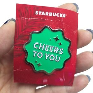 Starbucks Cheers To You Green Enamel Lapel Pin Coffee Collector Barista Gift